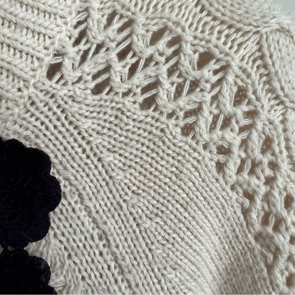 J Crew Cable Knit Embellished Sweater Cream Ruffle Front Turtleneck H2555 XXS - Picture 6 of 7